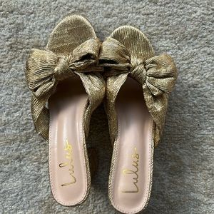 Lulus gold bow mule  SIZE 10, worn once